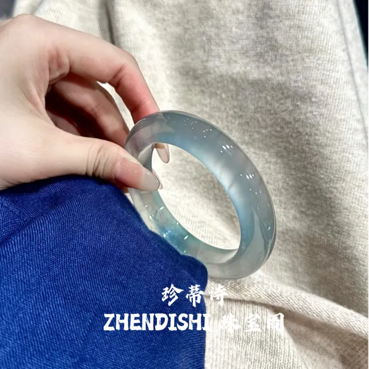 珍蒂诗库里蓝玉手镯高冰天空蓝手镯子玛瑙手镯 多样性发货拍1发1