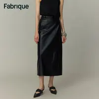 Fabrique Gigi 秋冬新款可调节腰带围裹式刺绣直筒环保皮半裙