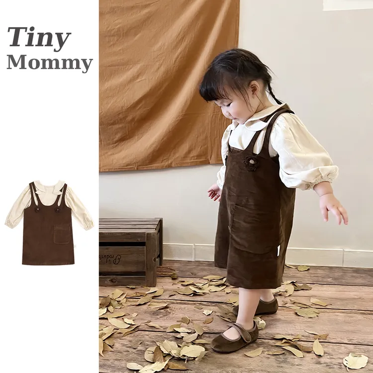 Tiny Mommy女童春秋纯棉套装ins风宝宝长袖上衣儿童吊带裙子2-6岁
