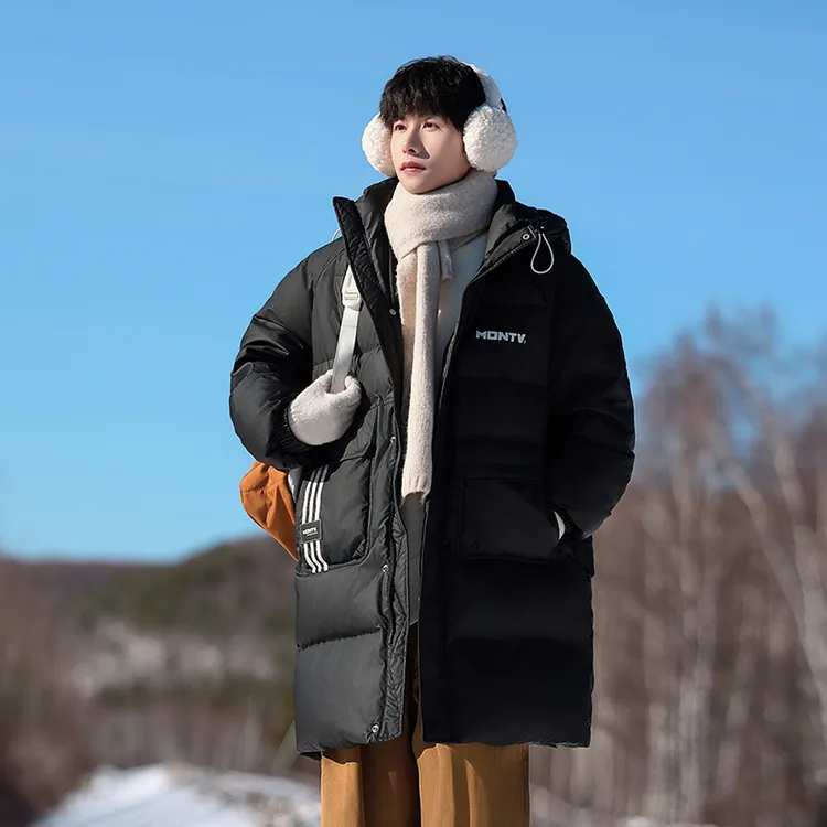 MTVO迈特优雾面防水中长款羽绒服男冬季2025新款连帽防寒衣服冬装