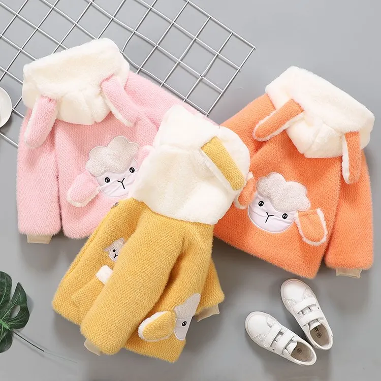 【优选】女童水貂绒外套男女孩冬季加绒加厚冬装洋气宝宝加棉上衣