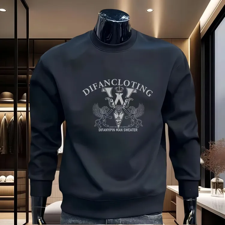 【HKSH专柜正品】秋冬加绒宽松休闲圆领卫衣男士潮流保暖百搭长袖