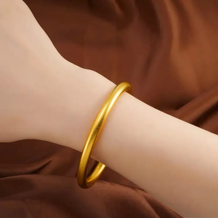 铜合金手镯 【拍一发二送四叶草手链】新中式百搭不掉色素圈手镯女