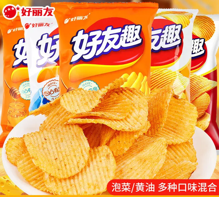 好丽友好友趣薯片45g泡菜蜂蜜黄油牛排口味薯条薯片追剧休闲零食