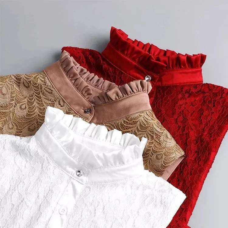 秋冬季新款百搭韩版高领立领女白色高档假领气质衬衣娃娃衣领子