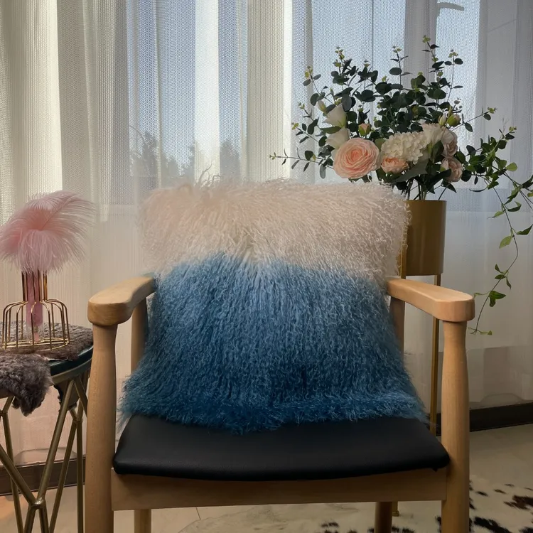 滩羊皮抱枕渐变色时尚简约载具饰品小孩玩偶老人靠背单人毛绒沙发