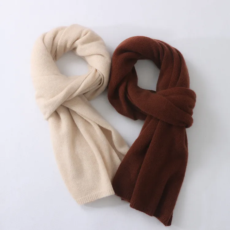 2024秋冬新款羊绒围巾男女同款纯色针织百搭围巾