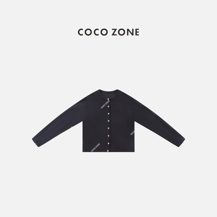 COCO ZONE 刘一一 复古圆领单排扣针织开衫长袖显瘦上衣CC2C2310