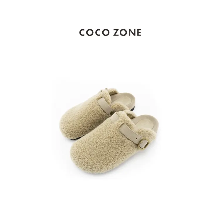 COCO ZONE 刘一一 秋冬设计感一脚蹬平底女士包头拖CC2C2175