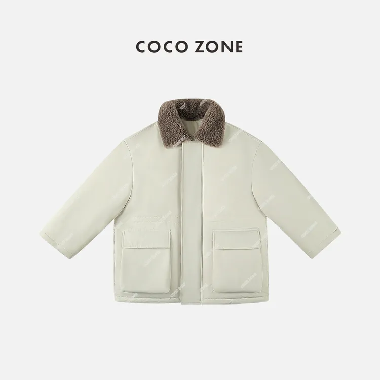 COCO ZONE刘一一 "冬日恋人"90鹅绒羊毛翻领抽绳羽绒服23C30458