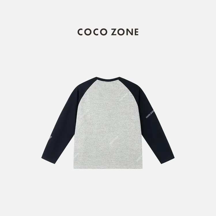 COCO ZONE 刘一一 秋季设计感撞色长袖T恤简约圆领上衣CC2C1687