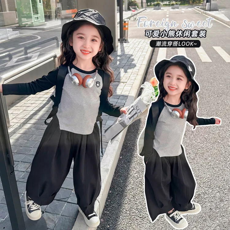 女童春装2024新款洋气时髦韩版大童卫衣套装儿童装运动春秋款衣服