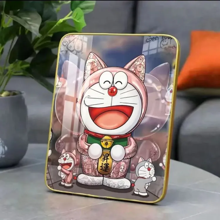 创意装饰哆啦a梦相框摆台摆件招财猫升开运摆画卡通动漫节日礼物