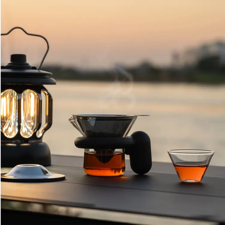 寒设迷你快客杯玻璃咖啡器具户外功夫小茶具创意杯一壶两杯滤网