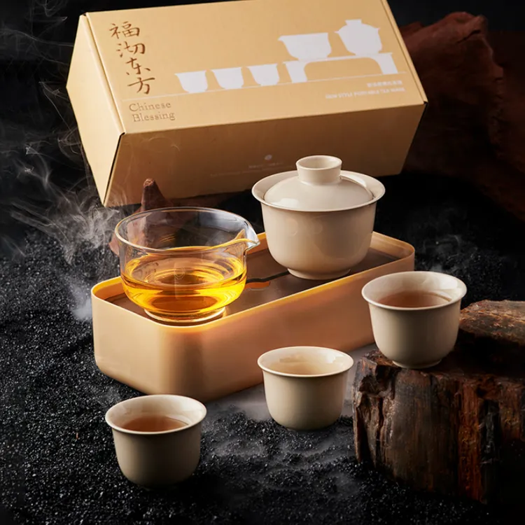 福沏东方露营便捷收纳快客杯一壶三杯功夫茶器便携旅行户外茶具