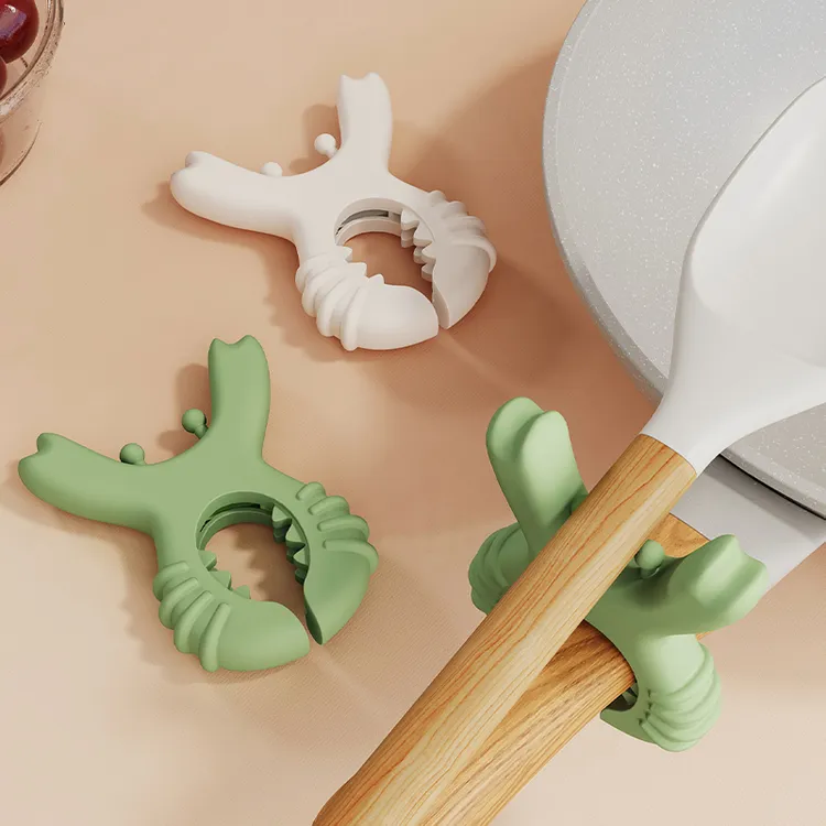 deHub小螃蟹锅铲架硅胶家用厨房置物灶台防溢汤勺厨具放置护铲架