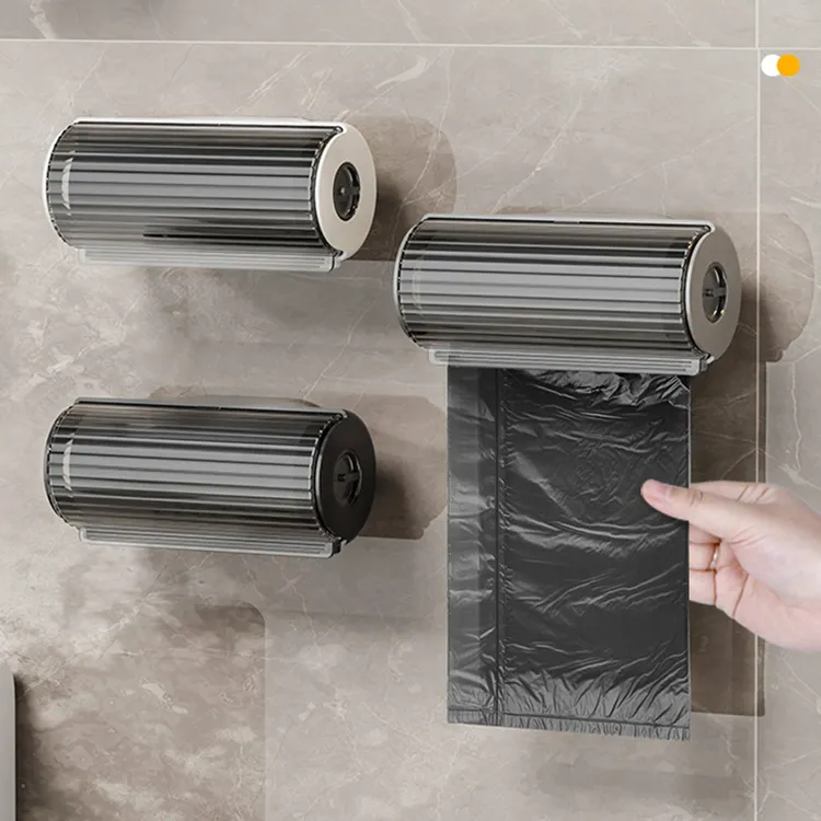 deHub 垃圾袋收纳盒免打孔抽取式垃圾袋收纳盒塑料袋壁挂式收集器