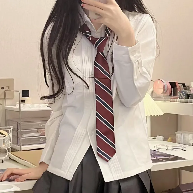 【风琴褶】JK正版衬衫学院风制服基础款百搭宽松长袖短裙半身裙套装