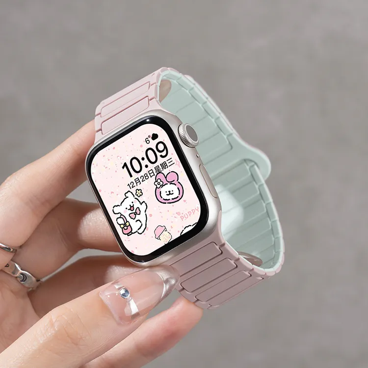 张婧仪同款适用苹果S9手表iwatch10表带硅胶磁吸S8新款运动高级SE
