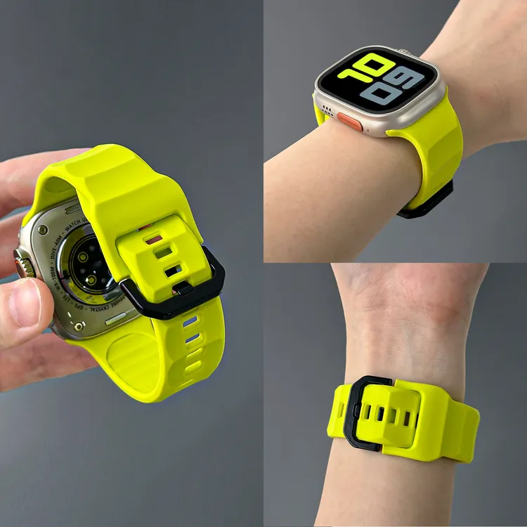 适用applewatchS9波浪纹S8硅胶S10运动表带se苹果手表7新款男女夏