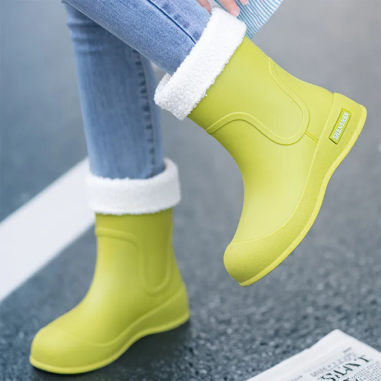 雨鞋女款新款时尚成人防滑耐磨软雨靴冬季加绒可拆防水鞋厨房胶鞋