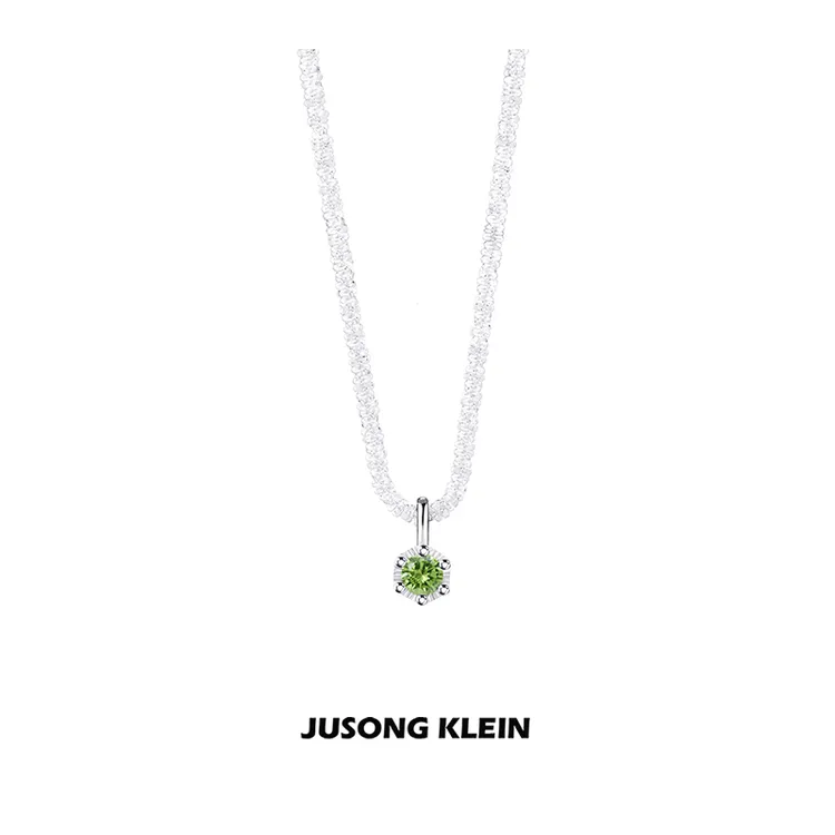 Jusong klein 钛钢项链 一颗绿钻项链轻奢时尚小众波光粼粼锁骨链
