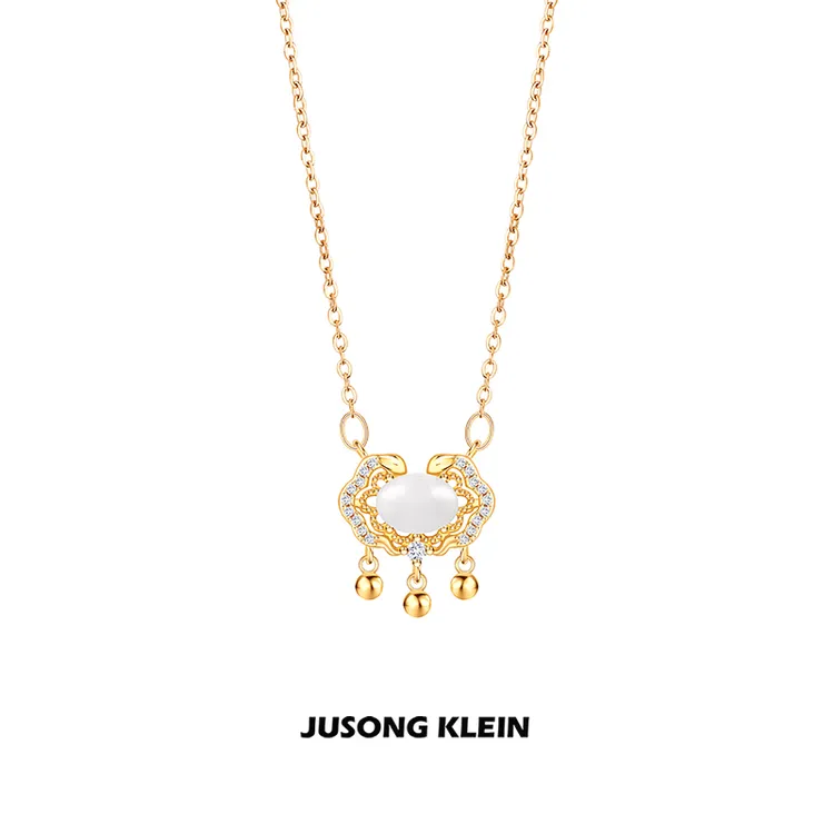 Jusong klein 钛钢项链 福运新年系列平安锁项链女民族设计锁骨链