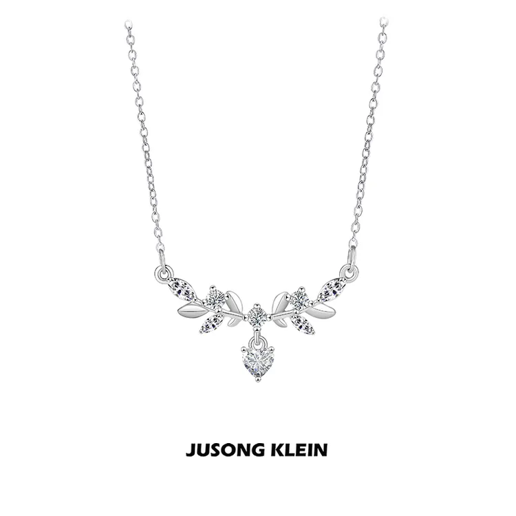 Jusong klein 钛钢项链 月桂花项链女简约轻奢时尚幸运花枝锁骨链