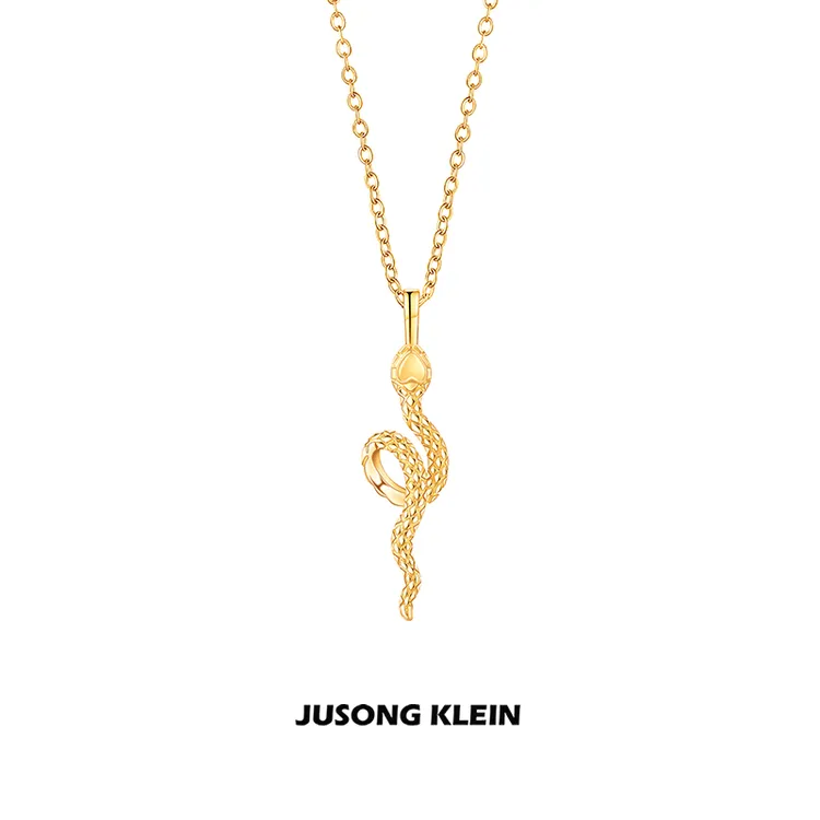 Jusong klein 钛钢项链 生肖蛇系列爱心灵蛇项链女蛇本命年锁骨链