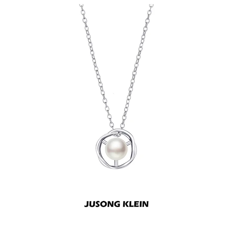 Jusong klein 钛钢项链 仿珍珠玫瑰项链女轻奢小众百搭ins锁骨链