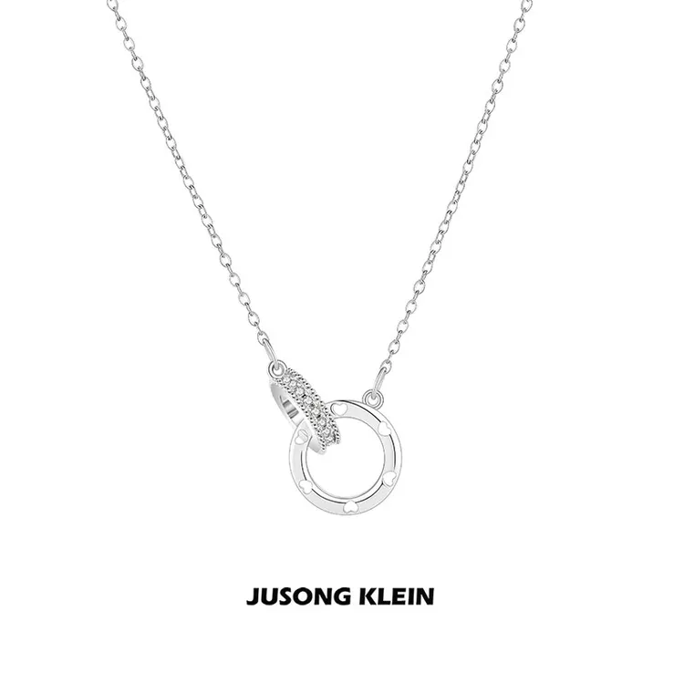 Jusong klein 钛钢项链 时髦好物莫比乌斯爱心双环项链心形锁骨链