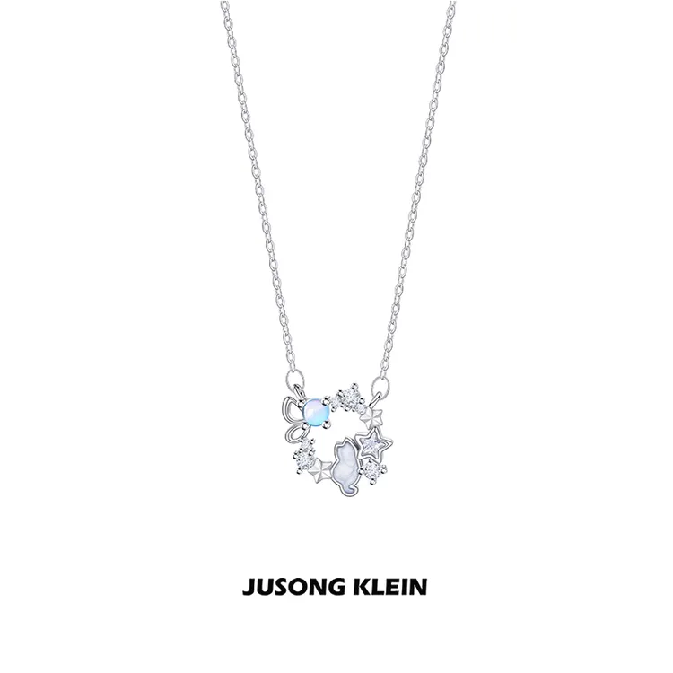 Jusong klein 钛钢项链 巴拉乐园系列小猫项链小众锆石星星锁骨链
