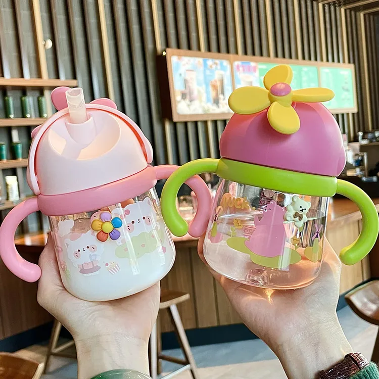 宝宝学饮杯吸管杯6个月以上喝水杯儿童1-3岁可爱重力球婴儿杯子