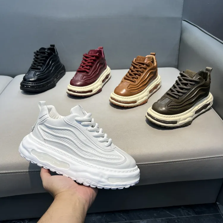 欧洲站男鞋秋冬季新款厚底皮面冲孔透气百搭潮流韩版运动休闲潮鞋