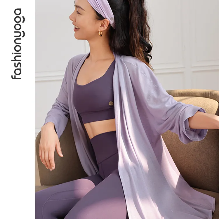 凡圣瑜伽运动禅韵长款咩咩毛垂坠柔软舒适时尚休闲品质外搭F14361