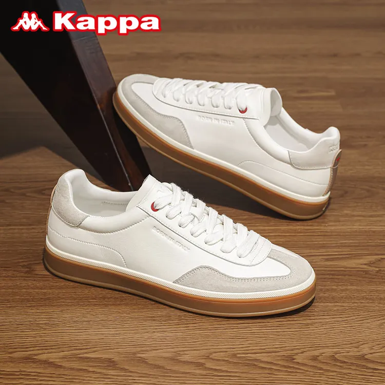 Kappa夏季透气德训鞋男士休闲潮流真皮百搭运动小白鞋K0EX5CC03CJ