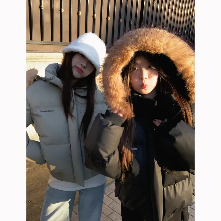 现货可拆卸连帽大毛领棉衣冬季美式复古时尚宽松保暖加厚棉服棉袄