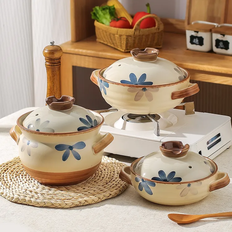 川岛屋日式砂锅煲家用耐高温干烧不裂煤气灶款陶瓷汤锅煲仔饭沙锅