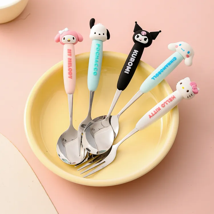川岛屋三丽鸥儿童勺子304不锈钢家用高颜值宝宝吃饭专用小勺叉子