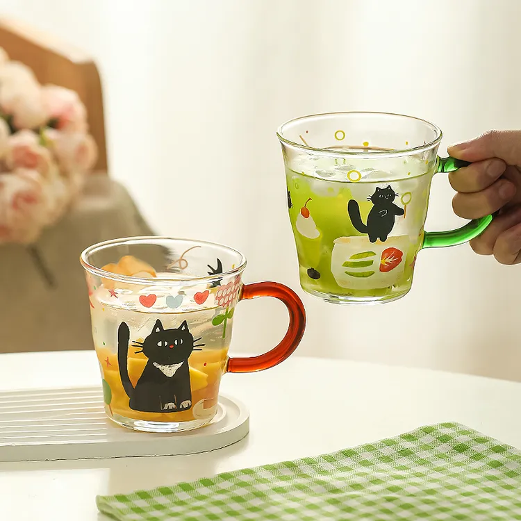 川岛屋高硼硅玻璃杯女高颜值带把手办公室水杯家用咖啡牛奶杯茶杯