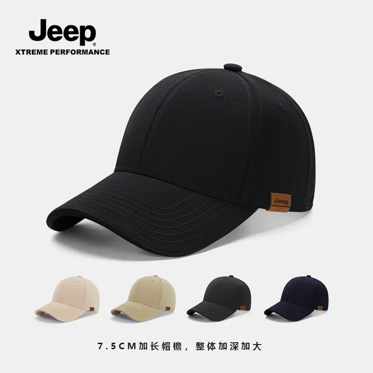 JEEP/吉普男士户外防晒遮阳帽休闲鸭舌帽黑色时尚大头围棒球帽