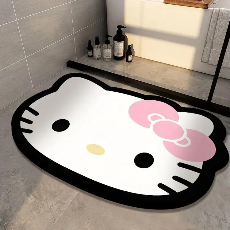 KT猫卡通硅藻泥吸水地垫浴室厨房通用防滑耐磨速干HelloKitty