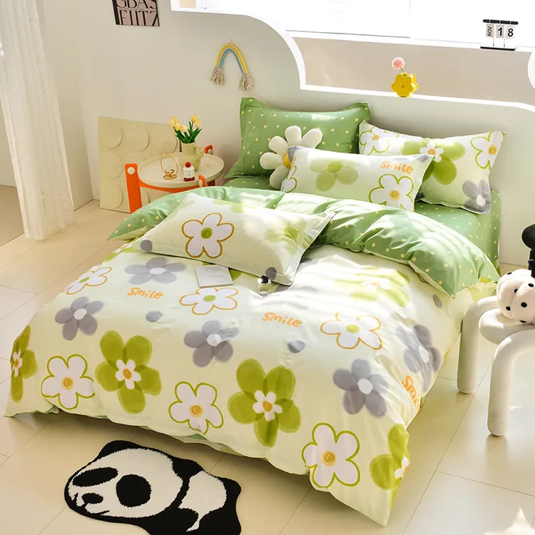 2024新款 100%全棉四件套四季可用纯棉三件套印花小清新 斜纹可爱