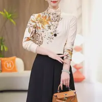 现货【牡丹娇颜】新款高级感徳绒秋冬保暖洋气轻奢简约显瘦中领上衣