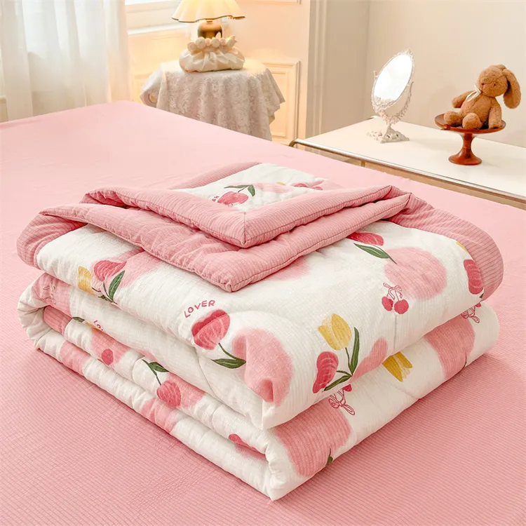 小清新夏凉被夏季学生宿舍单人薄款被子午休非全棉纯棉儿童空调被