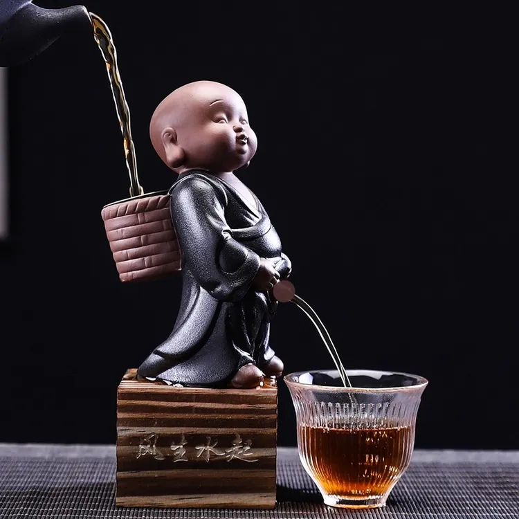 紫砂茶宠摆件茶漏过滤茶滤功夫茶具茶道配件喷水尿童茶玩过滤器