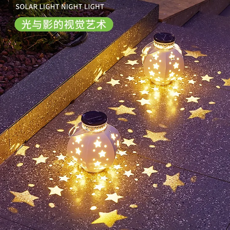 太阳能装饰灯户外阳台铁艺星星灯笼花园灯饰照明氛围感创意景观