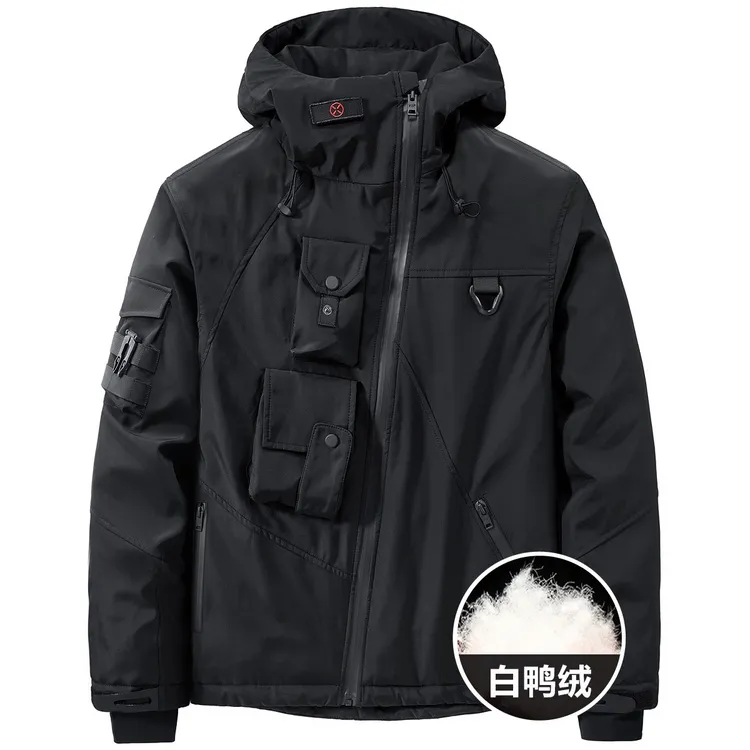 VIP冬季连帽羽绒服男机能风多口袋工装外套加厚户外抗寒保暖潮流