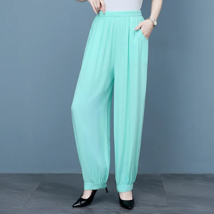洋气纯色休闲裤女士网红裤子大码灯笼裤高腰阔腿裤夏季薄款防蚊裤