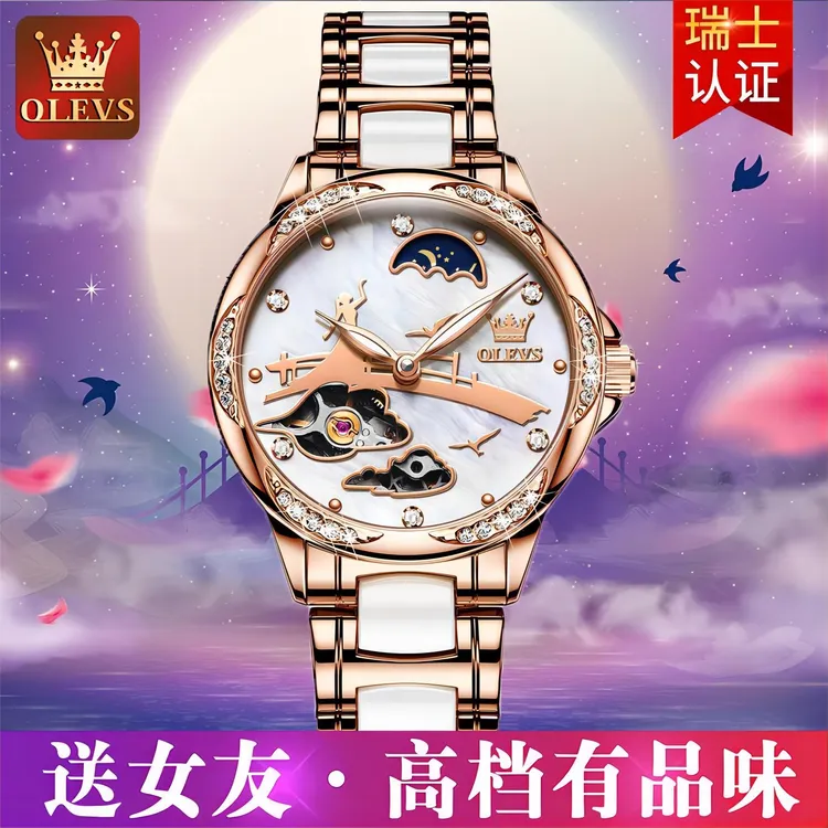 瑞士认证高级感女表镂空七夕送女友礼物专柜女士机械表轻奢小众潮